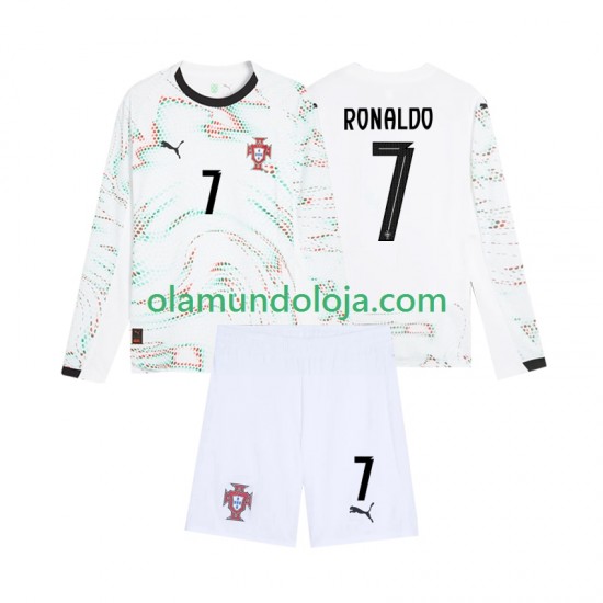 Camisola Portugal Cristiano Ronaldo 7 Criança Equipamento Segundo 2025 Manga Comprida